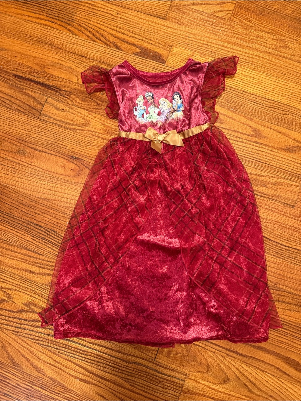 Christmas Girls' Red Princess Character Dress with Gold Bow